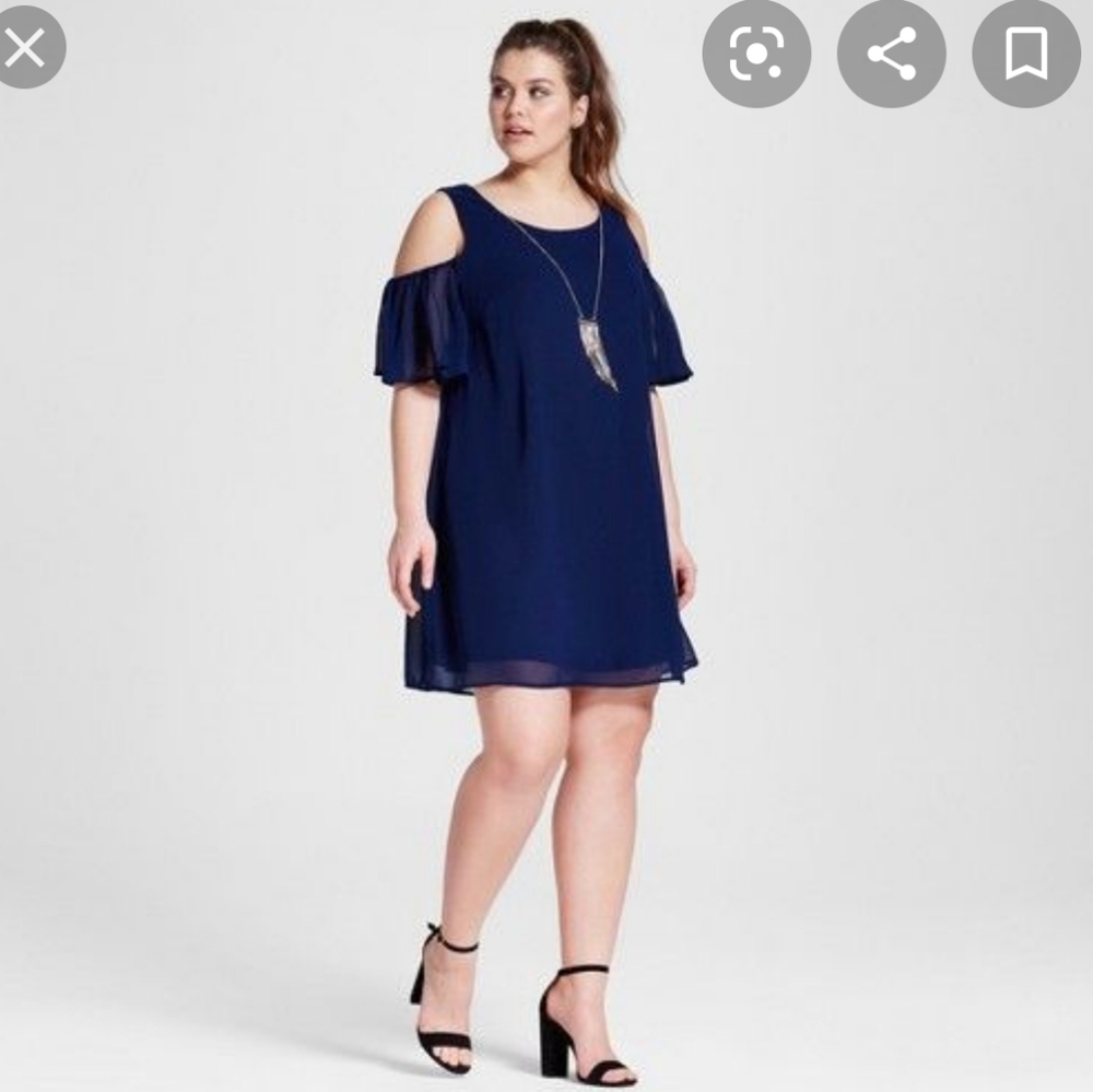 Lily Star Cold Shoulder Flutter Sleeve Navy Dress